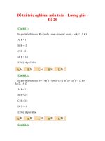 Đề thi trắc nghiệm: môn toán - Lượng giác Đề 20 potx
