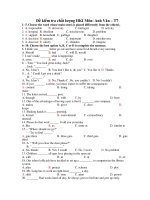 Đề kiểm tra chất lượng HKI Môn: Anh Văn – T7 pptx