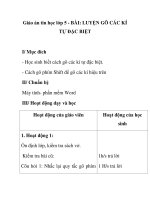 Giáo án tin học lớp 5 - BÀI: LUYỆN GÕ CÁC KÍ TỰ ĐẶC BIỆT pptx