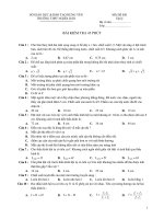 ĐỀ KIỂM TRA VẬT LÝ - MÃ ĐỀ 020 pdf