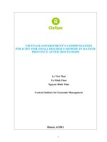 VIETNAM GOVERNMENT''''S COMPENSATION POLICIES FOR SMALLHOLDER FARMERS IN HATINH PROVINCE AFTER 2010 FLOODS pps