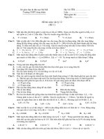 Đề thi môn vật lý 12 (Đề 1) Trường THPT tùng thiện pot