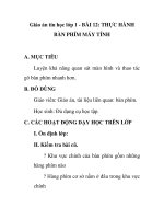 Giáo án tin học lớp 1 - BÀI 12: THỰC HÀNH BÀN PHÍM MÁY TÍNH ppt