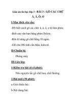 Giáo án tin học lớp 3 - BÀI 3 : GÕ CÁC CHỮ Ă, Â, Ô, Ơ pdf