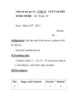 Giáo án lets go 1A - UNIT 4: LET’S LEARN SOME MORE (3) Week: 30 pdf