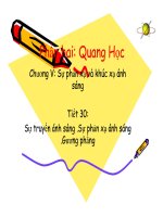 Bài giảng vật lý : Sự truyền ánh sáng - Sự phản xạ ánh sáng - Gương phẳng part 1 pdf