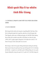 Khái quát Địa lí tự nhiên tỉnh Bắc Giang potx