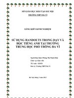 skkn sử dụng handouts trong dạy và học tiếng anh tại trường thpt ba vì
