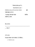 Giáo án lets go 1A - Đề thi môn tiếng anh potx