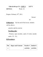 Giáo án lets go 1A - UNIT 3: MOVE(2) Week: 24 LET’S potx