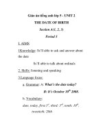 Giáo án tiếng anh lớp 5 - UNIT 2 THE DATE OF BIRTH Period 5 pps