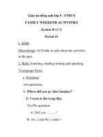 Giáo án tiếng anh lớp 5 - UNIT 8 FAMILY WEEKEND ACTIVITIES Section B (1-3) Period 41 pdf