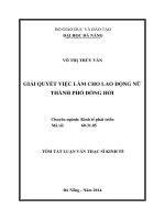 Giải quyết việc làm cho lao động nữ thành phố Đồng Hới