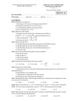 KIỂM TRA TRẮC NGHIỆM THPT Đề thi học kỳ II: Môn Vật Lý - Mã đề thi: 123 pot