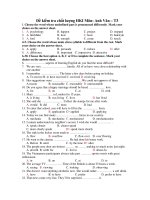 Đề kiểm tra chất lượng HKI Môn: Anh Văn – T3 doc