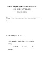 Giáo án tiếng anh lớp 5 - đề thi hết môn tiếng anh doc