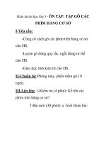 Giáo án tin học lớp 3 - ÔN TẬP: TẬP GÕ CÁC PHÍM HÀNG CƠ SỞ docx