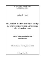 Phát triển dịch vụ bảo hiểm xã hội tự nguyện cho nông dân trên địa bàn tỉnh Bình Định