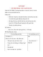 Giáo án lớp 4 môn NGỮ PHÁP CÂU HỘI THOẠI – DẤU GẠCH NGANG pdf