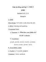 Giáo án tiếng anh lớp 5 - UNIT 3 JOBS Section A-(1, 2, 3) Period 9 pdf