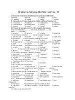 Đề kiểm tra chất lượng HKI Môn: Anh Văn – T5 pdf