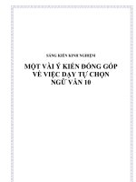 skkn một vài ý kiến đóng góp về việc dạy tự chọn ngữ văn 10