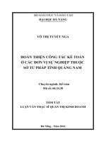 Hoàn thiện công tác kế toán ở các đơn vị sự nghiệp thuộc Sở Tư pháp tỉnh Quảng Nam