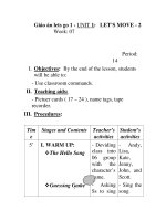 Giáo án lets go 1 - UNIT 1: LET’S MOVE - 2 Week: 07 pptx