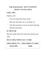 Giáo án tin học lớp 5 - BÀI 4: TẠO BẢNG TRONG VĂN BẢN (TIết 2) potx