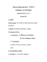 Giáo án tiếng anh lớp 5 - UNIT 4 SCHOOL ACTIVITIES Section A(4, 5, 6, 7) Period 18 doc