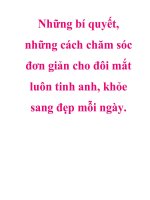 Những bí quyết, những cách chăm sóc đơn giản cho đôi mắt luôn tinh anh, khỏe sang đẹp mỗi ngày