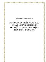 skkn những biện pháp nâng cao chất lượng giáo dục ở trường thpt tam hiệp - biên hoà - đồng nai