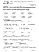 ĐỀ THI CHẤT LƯỢNG CUỐI NĂM HỌC 2010-2011 Môn thi : Tiếng Anh - Mã đề:102 pdf