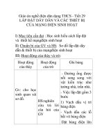 Giáo án nghề điện dân dụng THCS - Tiết 29 LẮP ĐẶT DÂY DẪN VÀ CÁC THIẾT BỊ CỦA MẠNG ĐIỆN SINH HOẠT pps