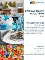 BÁO cáo NGÀNH dược PHẨM tháng 04 năm 2014 THUỐC GENERIC CHẤT LƯỢNG CAO TƯƠNG LAI của NGÀNH dược VIỆT NAM
