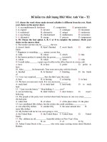 Đề kiểm tra chất lượng HKI Môn: Anh Văn – T2 potx