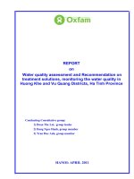REPORT on Water quality assessment and Recommendation on treatment solutions, monitoring the water quality in Huong Khe and Vu Quang Districts, Ha Tinh Province doc