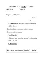 Giáo án lets go 1A - UNIT 4: MOVE (1) Week: 31 LET’S pot