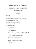 Giáo án tiếng anh lớp 5 - UNIT 12 DIRECTIONS AND ROAD SIGNS Section B (1-3) Period 61 pdf