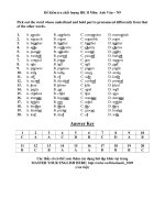 Đề kiểm tra chất lượng HK II Môn: Anh Văn – N9 docx