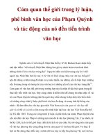 Cảm quan thế giới trong lý luận, phê bình văn học của Phạm Quỳnh và tác động của nó đến tiến trình văn học pptx