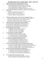 ĐỀ KIỂM TRA CHẤT LƯỢNG HKII – MÔN: ANH VĂN doc