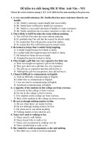 Đề kiểm tra chất lượng HK II Môn: Anh Văn – N11 docx