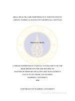 Oral health care performance for inpatients among nurses at hanoi city hospitals, vietnam
