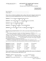 ĐỀ THI THỬ TỐT NGHIỆP THPT NĂM 2011 MÔN: Tiếng Anh - Mã đề thi 307 ppt