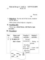 Giáo án lets go 1 - UNIT 1: -3 Week: 04 LET’S LEARN Period: 08 ppsx
