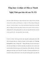 Tổng lược và nhận xét Dân ca Thanh Nghệ Tĩnh qua báo chí sau Tk XX potx