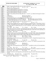 ĐỀ THI TRẮC NGHIỆM 45’ LÝ 12 CB Kỳ 1 Năm học 2008 - 2009 pptx