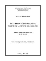 Phát triển nguồn nhân lực ngành du lịch tỉnh Quảng Bình