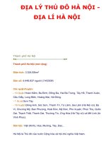 ĐỊA LÝ THỦ ĐÔ HÀ NỘI ­ ĐỊA  LÍ HÀ NỘI pps